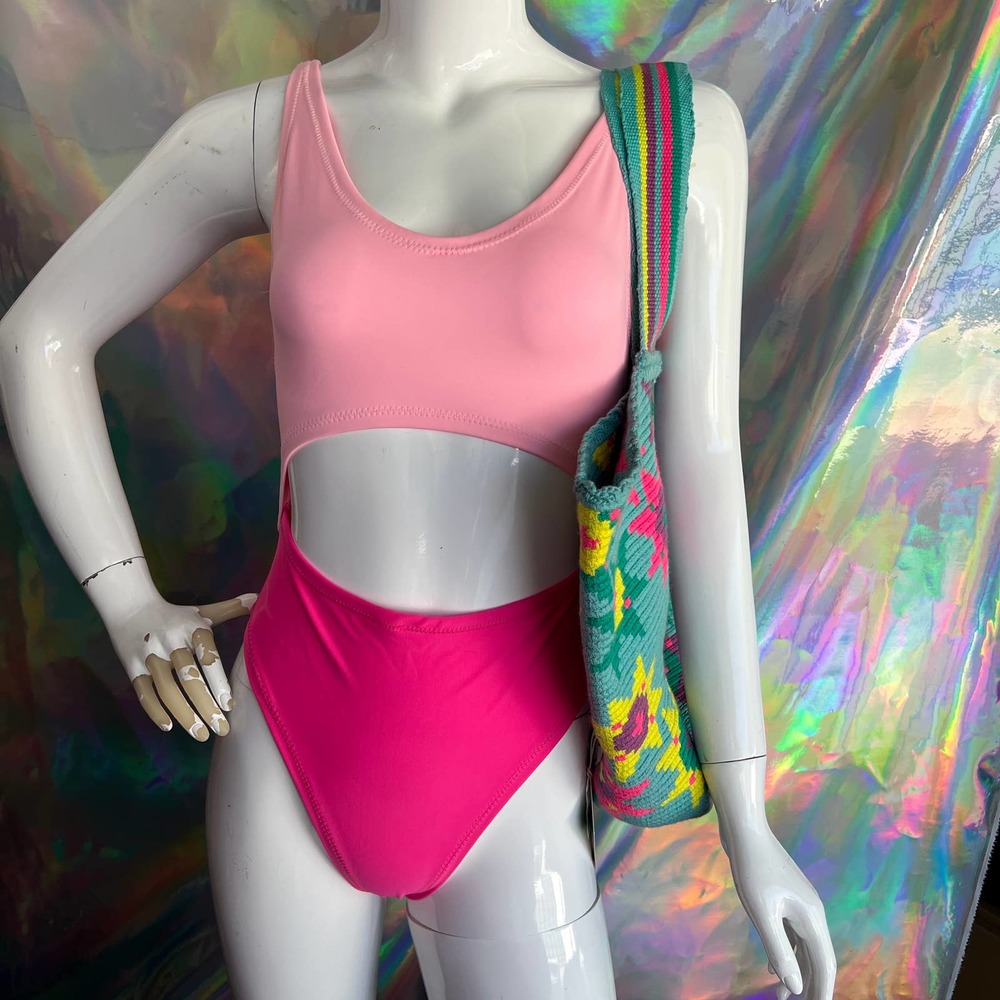 NWT Two Tone Pink Cut Out One Piece Swimsuit